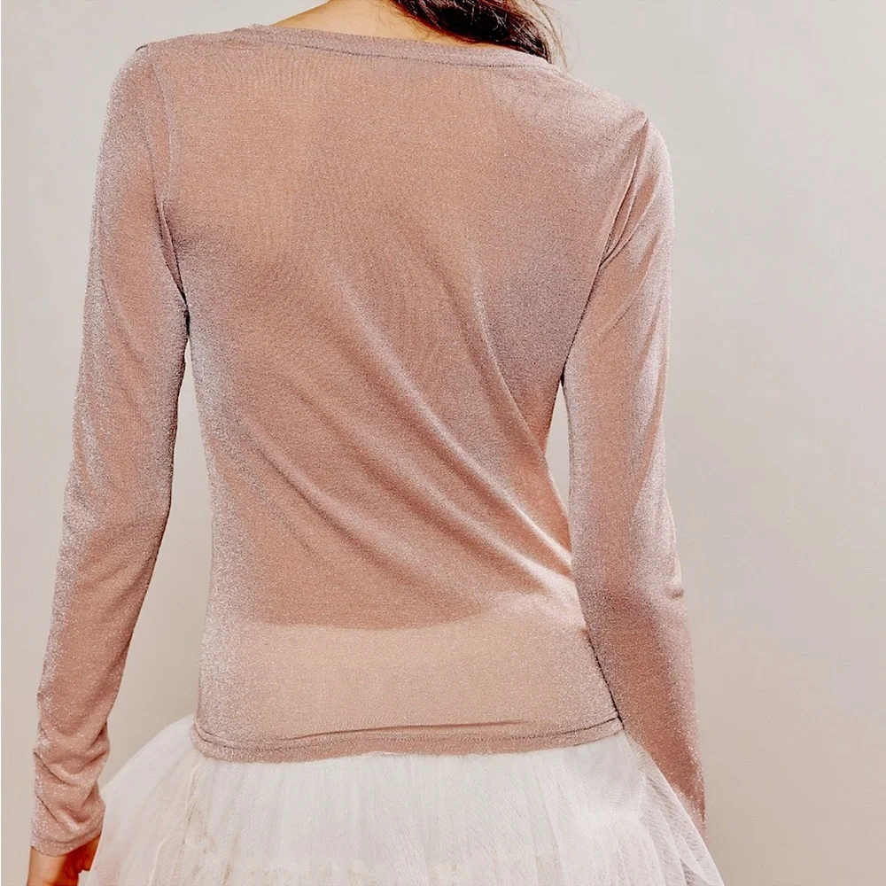 Free People Mesh Sparkly Sheer Top